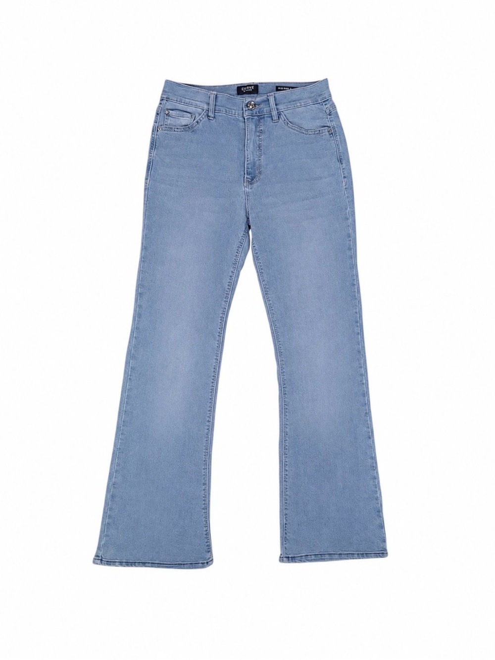 Curve Appeal High Rise Flare Jeans Women’s Size 8/29 Light Wash Stretch Denim